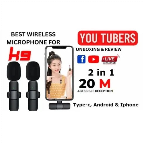 K9 2 in 1 Dual Microphone Mic