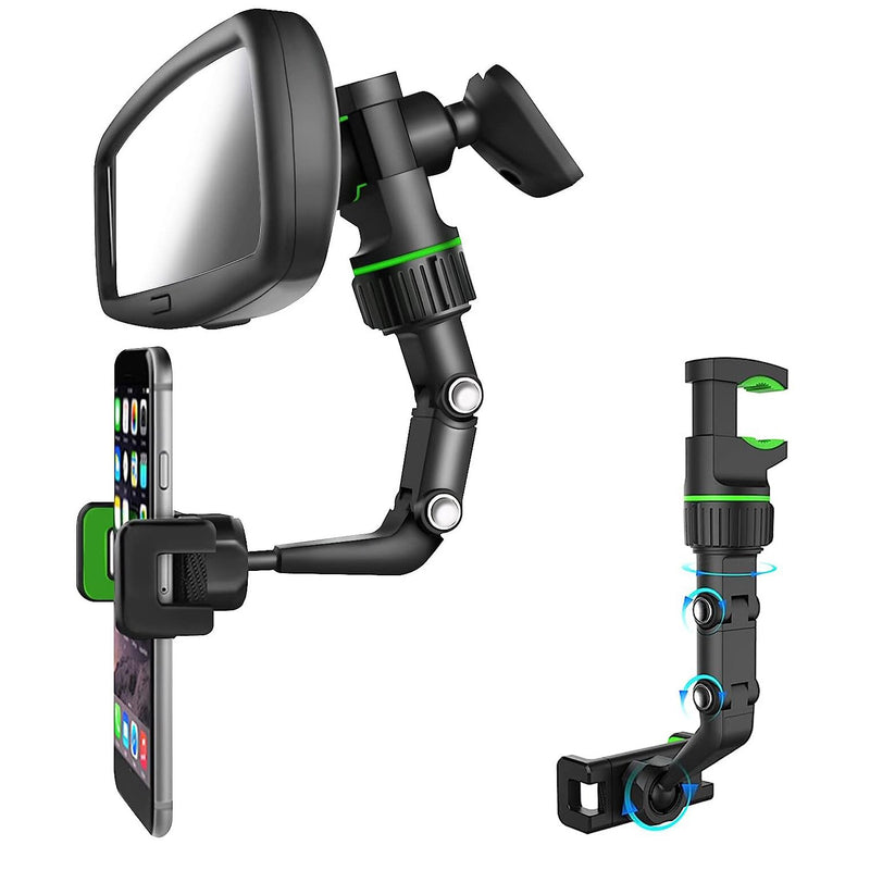 360° Rotatable Rearview Mirror Phone Holder – Retractable Arm