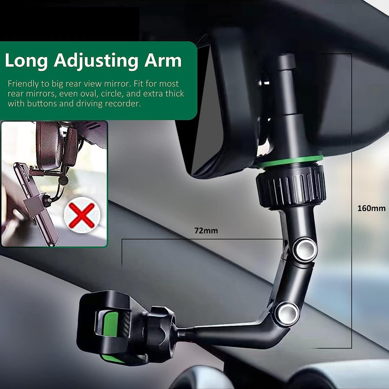 360° Rotatable Rearview Mirror Phone Holder – Retractable Arm